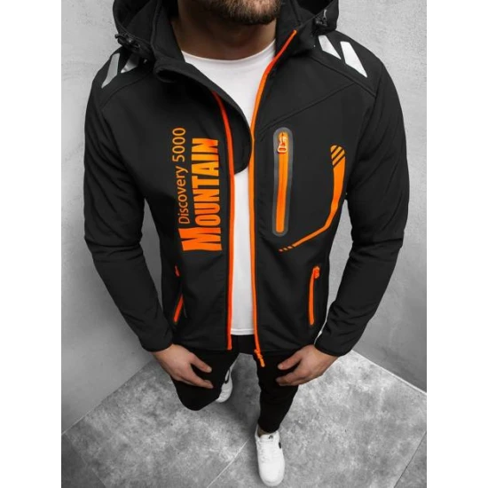 Vīriešu melna jaka ar oranžām detaļām Ero Vīriešu jakas un mēteļi