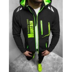 Vīriešu melna jaka ar zaļām detaļām Ero