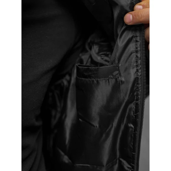 Vīriešu melna jaka ar kapuci Lator Jakas