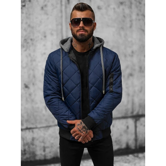 Tumši zila vīriešu jaka ar kapuci Lator JS/8M986/215