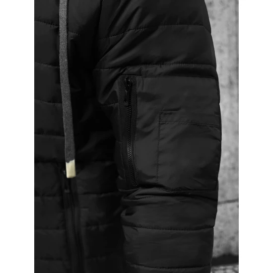 Kidol melna vīriešu jaka ar kapuci JS/8M985/392