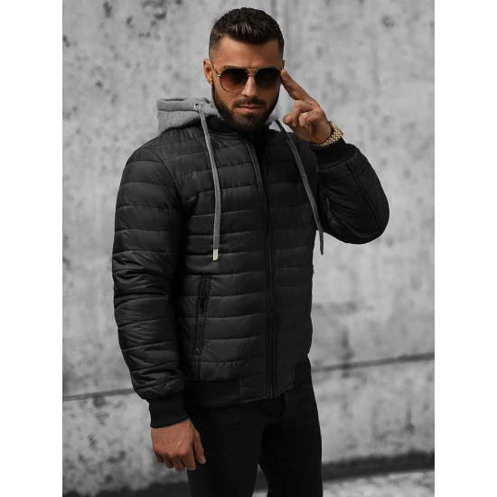 Kidol melna vīriešu jaka ar kapuci JS/8M985/392