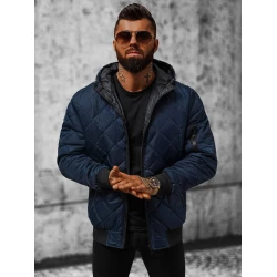 Vīriešu tumši zila jaka ar kapuci Ogmina