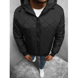 Vīriešu melna jaka ar kapuci Ogmina