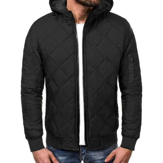 Vīriešu melna jaka ar kapuci Ogmina Rudens/Pavasaris