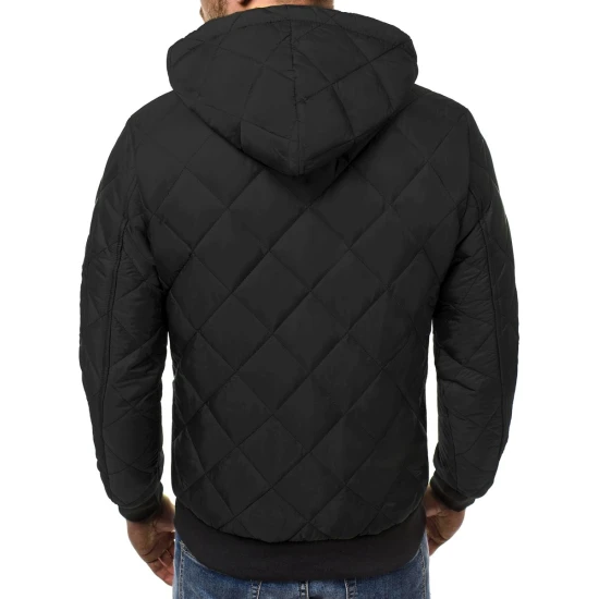 Vīriešu melna jaka ar kapuci Ogmina Rudens/Pavasaris