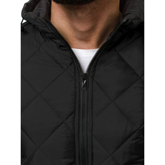 Vīriešu melna jaka ar kapuci Ogmina Rudens/Pavasaris