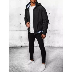 Vīriešu melna jaka ar kapuci Nemor