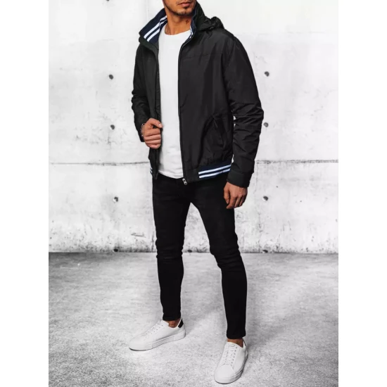 Vīriešu melna jaka ar kapuci Nemor TX4378