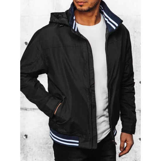 Vīriešu melna jaka ar kapuci Nemor TX4378