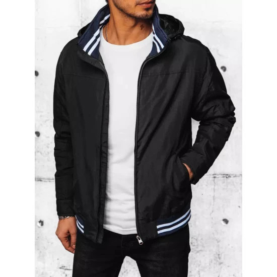 Vīriešu melna jaka ar kapuci Nemor TX4378