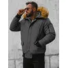 Bomber stila tumši pelēka vīriešu jaka Lemor JS/201901