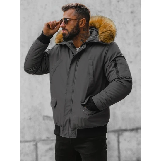 Bomber stila tumši pelēka vīriešu jaka Lemor JS/201901