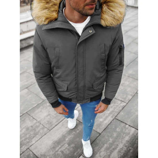 Bomber stila tumši pelēka vīriešu jaka Lemor JS/201901