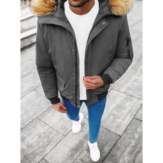 Bomber stila tumši pelēka vīriešu jaka Lemor JS/201901