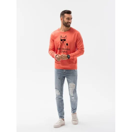 Koraļļu krāsas džemperis No drama Lama B1153 Premium