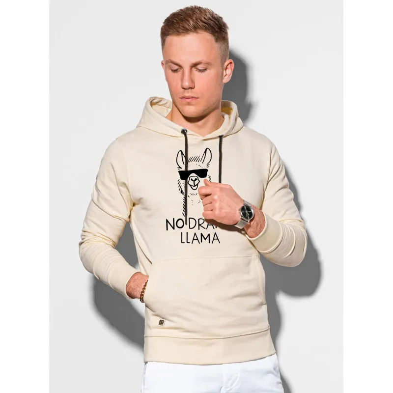 Karameļkrāsas vīriešu džemperis ar kapuci No drama Llama B1154 Premium