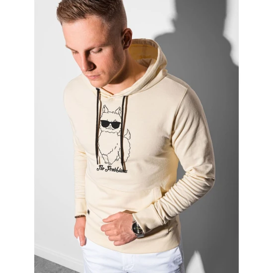 Karameļkrāsas vīriešu džemperis ar kapuci No ProbLlama B1154 Premium