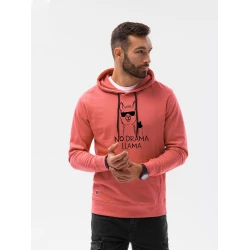 Rozā vīriešu džemperis ar kapuci  No drama Llama
