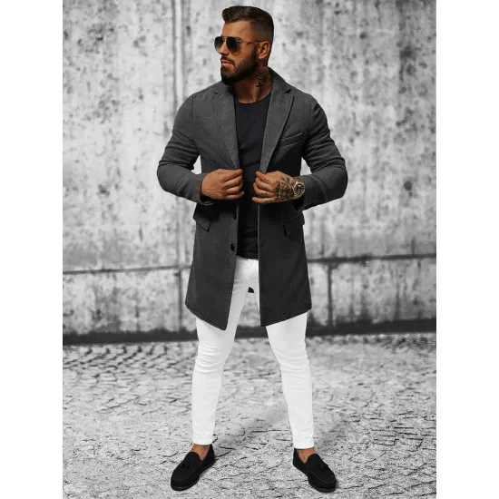 Elegants tumši pelēks vīriešu mētelis Sugal JB/1047Z