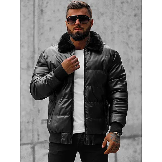 Melna stepēta vīriešu jaka Rotir O/M795