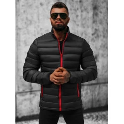 Melna vīriešu pavasara-rudens jaka Monit ar sarkanu rāvējslēdzēju