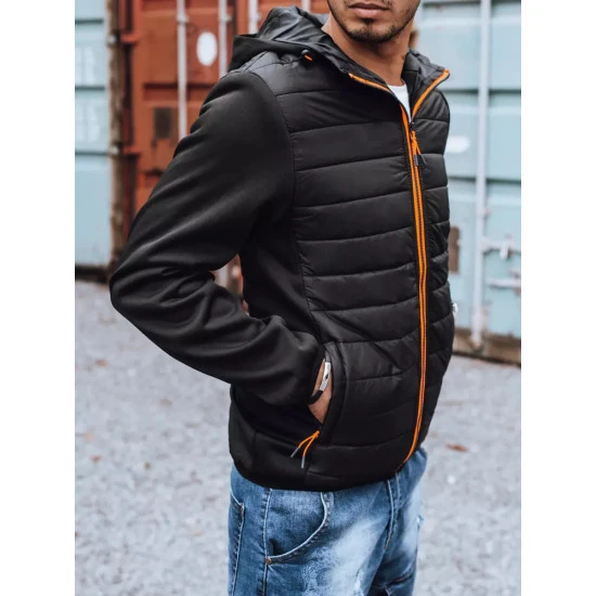 Melna vīriešu jaka ar oranžām detaļām Olen TX3785
