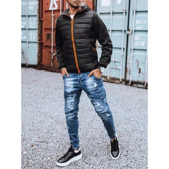 Melna vīriešu jaka ar oranžām detaļām Olen TX3785