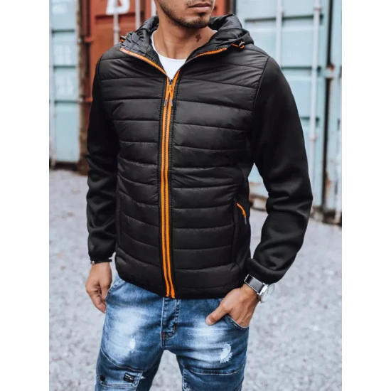 Melna vīriešu jaka ar oranžām detaļām Olen TX3785