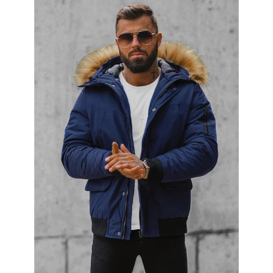 Bomber stila tumši zila vīriešu jaka Lemor JS/201901