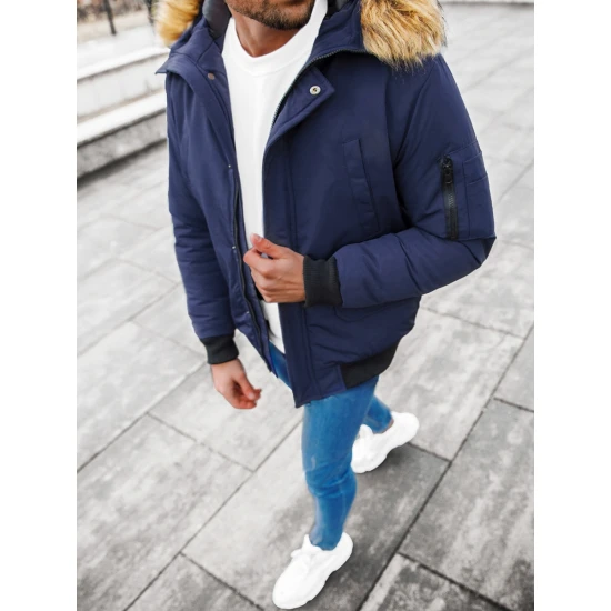 Bomber stila tumši zila vīriešu jaka Lemor JS/201901