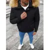 Bomber stila ziemas melna vīriešu jaka Lemor JS/201901