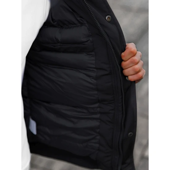 Bomber stila ziemas melna vīriešu jaka Lemor JS/201901