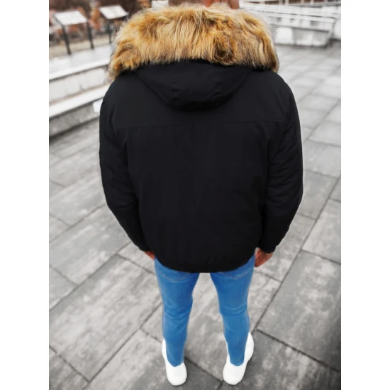 Bomber stila ziemas melna vīriešu jaka Lemor JS/201901