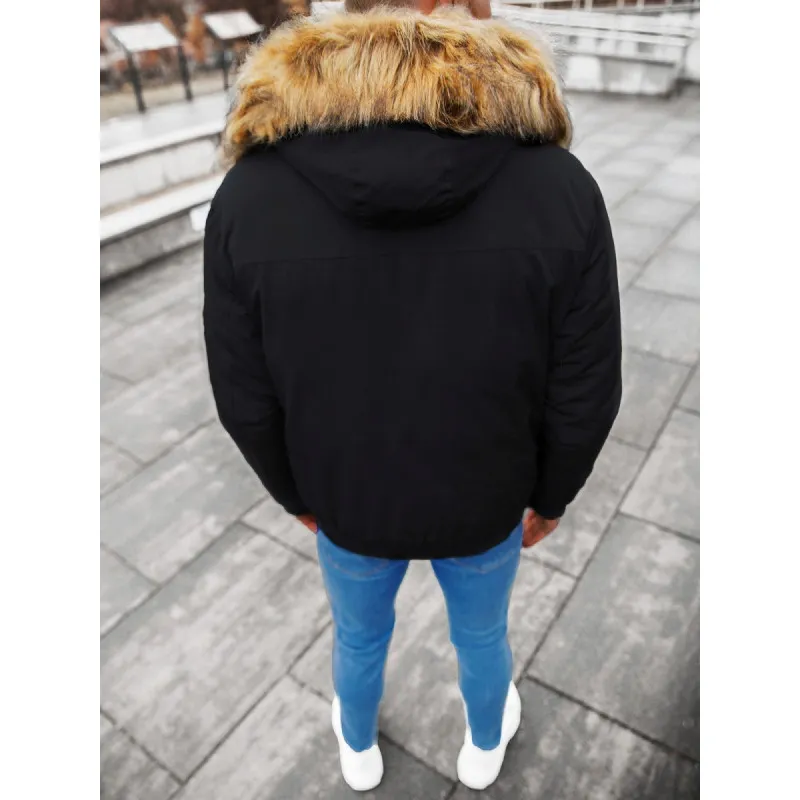 Bomber stila ziemas melna vīriešu jaka Lemor JS/201901