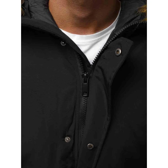 Bomber stila ziemas melna vīriešu jaka Lemor JS/201901