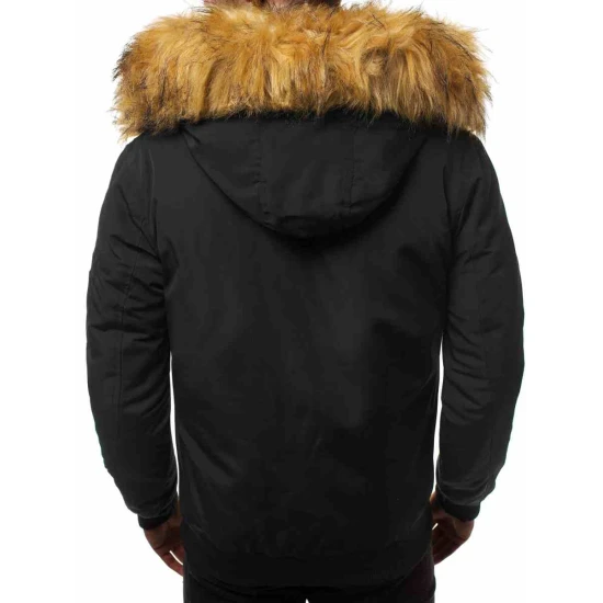 Bomber stila ziemas melna vīriešu jaka Lemor JS/201901
