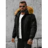 Bomber stila ziemas melna vīriešu jaka Lemor JS/201901