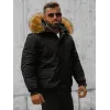 Bomber stila ziemas melna vīriešu jaka Lemor JS/201901
