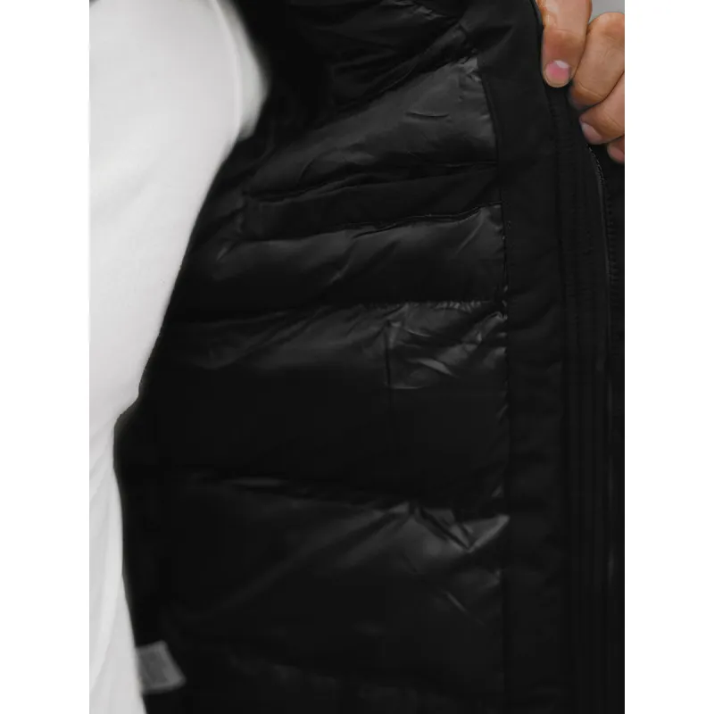 Bomber stila ziemas melna vīriešu jaka Lemor JS/201901