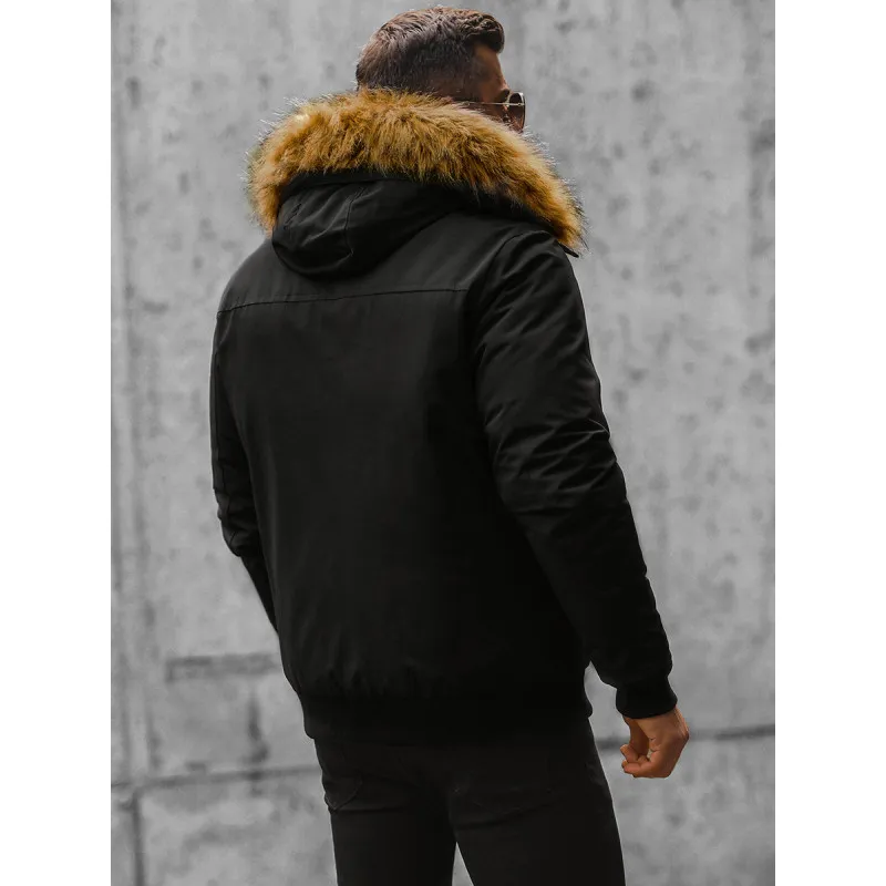 Bomber stila ziemas melna vīriešu jaka Lemor JS/201901