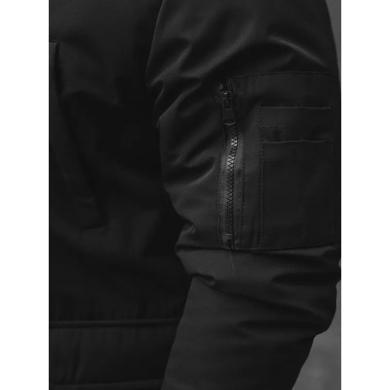 Bomber stila ziemas melna vīriešu jaka Lemor JS/201901