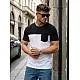 Vīriešu balts/tumši zils T-krekls Billy T-krekls