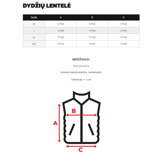 Vīriešu melna veste Lite Vestes