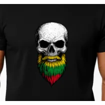 Vīriešu melns T-krekls Skull and Beard