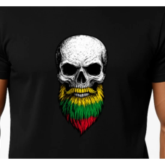 Vīriešu melns krekls Skull and Beard PK4015