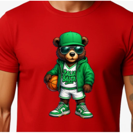 Vīriešu sarkanais lāča krekls ar bumbas džemperi PK4019