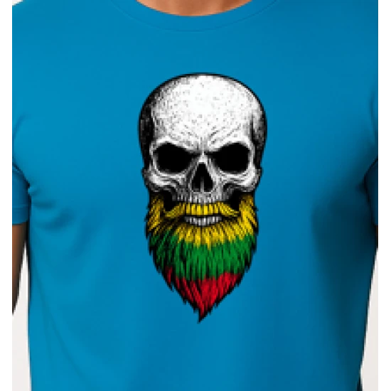 Vīriešu tirkīza krekliņš Skull and Beard PK4015