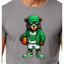 Vīriešu pelēks lāča krekls ar bumbas džemperi