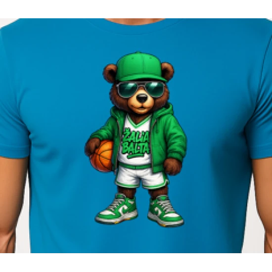 Vīriešu tirkīza krāsas lāča krekls ar bumbas džemperi PK4019